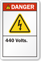 440 Volts ANSI Danger Label
