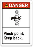 Danger Pinch Point Keep Back Label