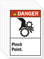 Pinch Point Danger ANSI Labels (Set Of 5)