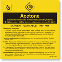 Acetone ANSI Chemical Label