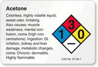 Acetone NFPA Chemical Hazard Label