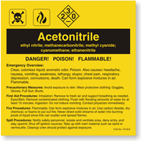 Acetonitrile ANSI Chemical Label