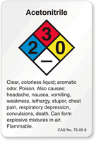 Acetonitrile NFPA Chemical Label