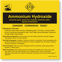 Ammonium Hydroxide ANSI Chemical Label