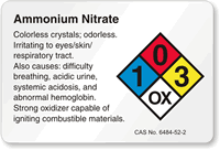 Ammonium Nitrate NFPA Chemical Hazard Label