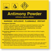 Antimony Powder ANSI Chemical Label