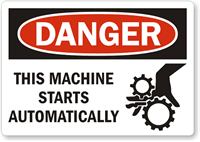 Danger Machine Starts Automatically (Graphic) Label
