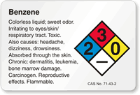 Benzene NFPA Chemical Hazard Label