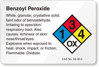 Benzoyl Peroxide NFPA Chemical Hazard Label