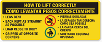 Bilingual Lifting Instructions Label With Graphic