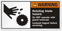 Rotating Blade Hazard Lockout/Tagout Before Servicing Label