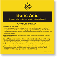 Boric Acid ANSI Chemical Label