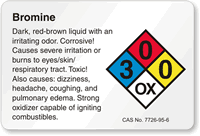 Bromine NFPA Chemical Hazard Label