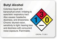 Butyl Alcohol NFPA Chemical Hazard Label