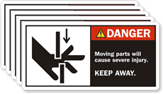 Danger Moving Parts Severe Injury Label