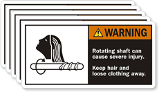 Warning Rotating Shaft Injury Label