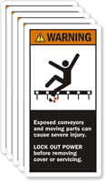 Exposed Conveyors Moving Parts Cause Injury Warning Labels