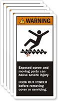 Warning Moving Parts Cause Injury Label