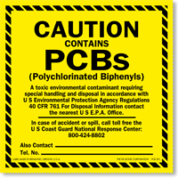 Caution Contains PCBs Drum Warning Label