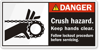 Danger Crush Hazard. Keep Hands Clear Label