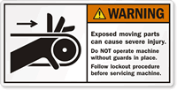 Exposed Moving Parts Cause Severe Injury Label