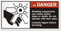 Rotating Components Can Cause Severe Injury Label