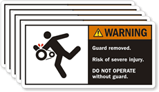 Warning Risk Injury Operate Guard Label