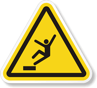 ISO W008 Drop Fall Hazard Symbol Label