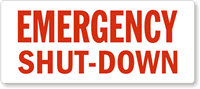 Emergency Shut Down Label