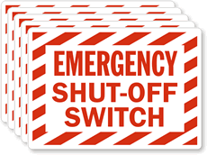 Emergency Shut Off Switch Laminated Vinyl Labels