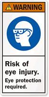 Risk Of Injury Eye Protection Required Label