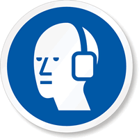 ISO M003   Wear Ear Protection Symbol Label
