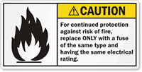 Protection Against Risk Of Fire Safety Label