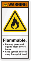 Flammable Burning Gases Liquids Cause Burns Label