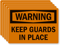 Warning Keep Guards In Place Labels(Set Of 5)