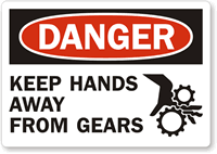 Danger Keep Hands Away Gears Label