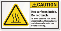 Hot Surfaces Inside Do Not Touch Label