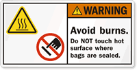 Avoid Burns. Do Not Touch Label