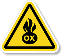 ISO W028   Oxidizing Materials Symbol Label