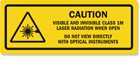Visible Invisible Class 1M Laser Radiation Label