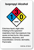 Isopropyl Alcohol NFPA Chemical Label
