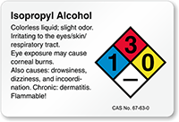Isopropyl Alcohol NFPA Chemical Hazard Label
