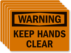 Warning Keep Hands Clear Label