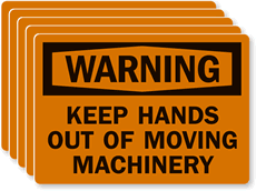 Warning Keep Hands Moving Machinery Label
