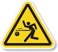 Kickback Hazard ISO 3864 2 Triangle Warning Symbol