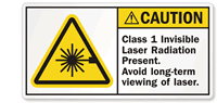 Class 1 Invisible Laser Radiation Present Label