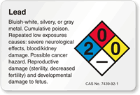 Lead NFPA Chemical Hazard Label
