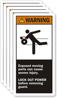 Warning Moving Parts Injury Lockout Label
