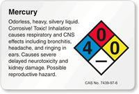 Mercury NFPA Chemical Hazard Label