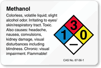 Methanol NFPA Chemical Hazard Label
